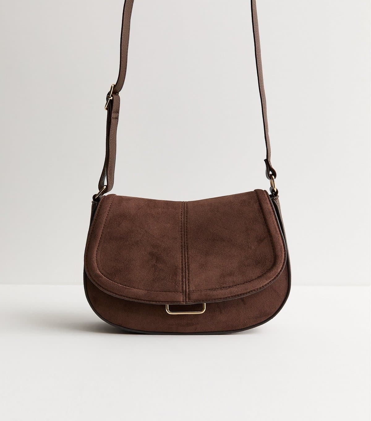 New Look Brown Faux Suede Saddle Shoulder Bag New Look