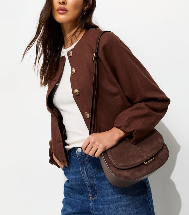 New Look Brown Faux Suede Saddle Shoulder Bag New Look - 2