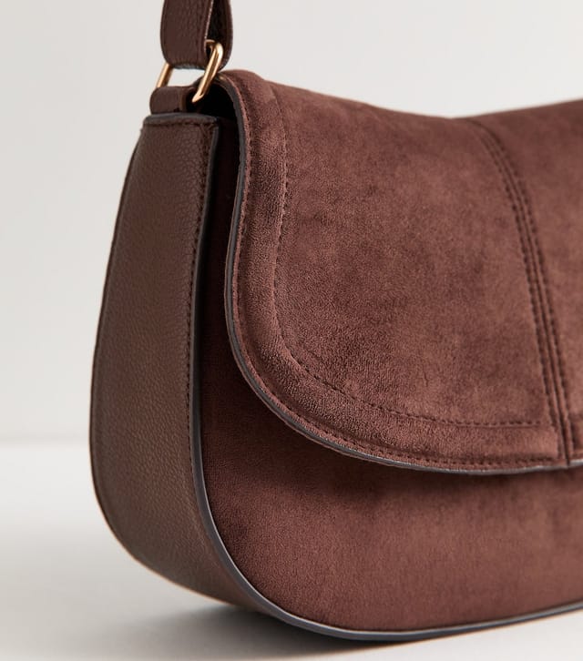 New Look Brown Faux Suede Saddle Shoulder Bag New Look - 3