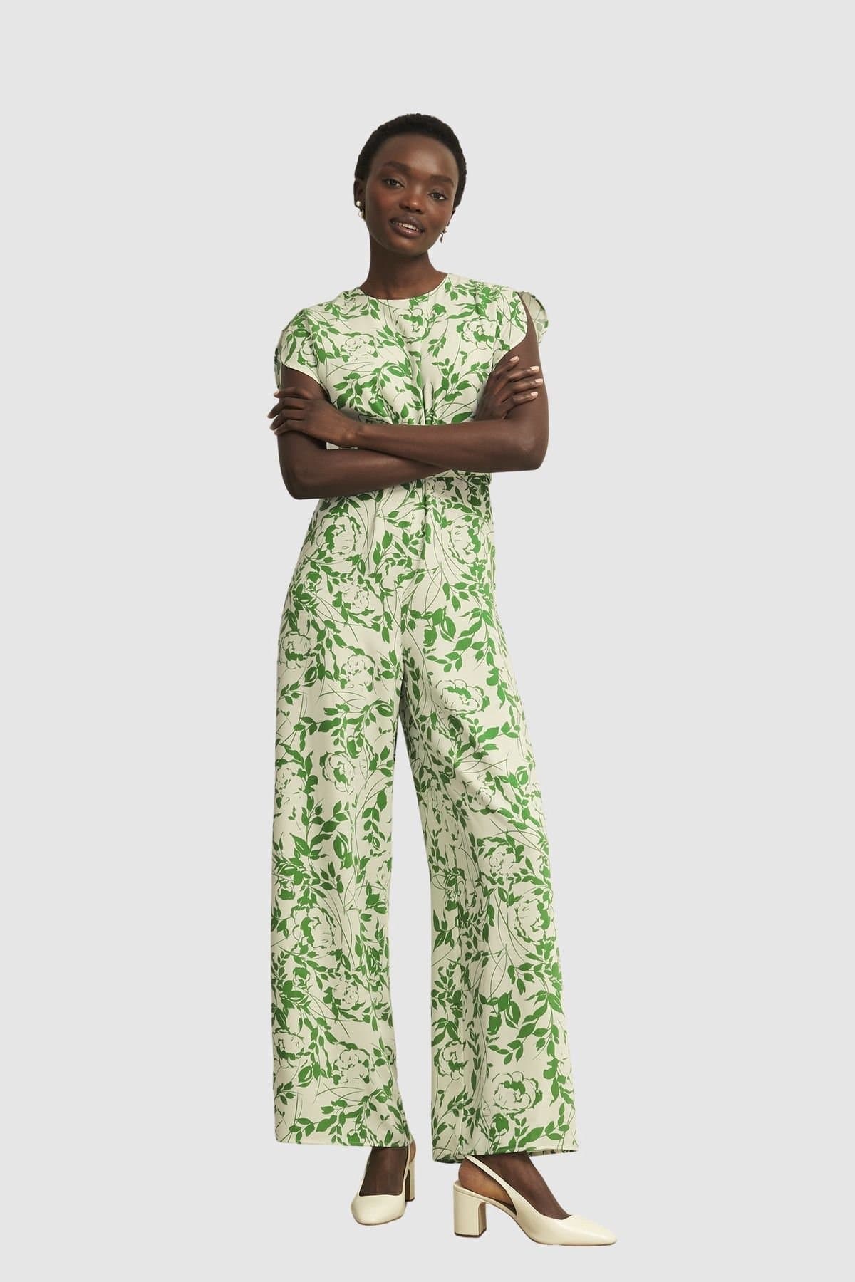 Hobbs London Hobbs London Women's Cressida Short Sleeve Wide Leg Jumpsuit in Cream