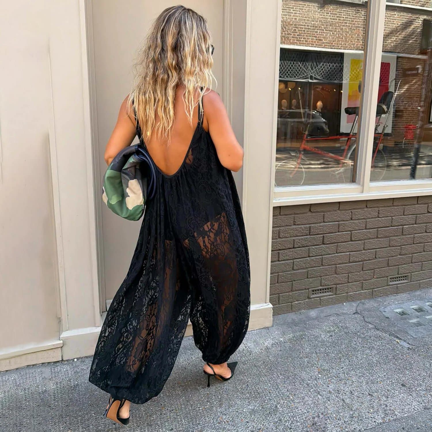 Never Fully Dressed Black Lace Balloon Jumpsuit