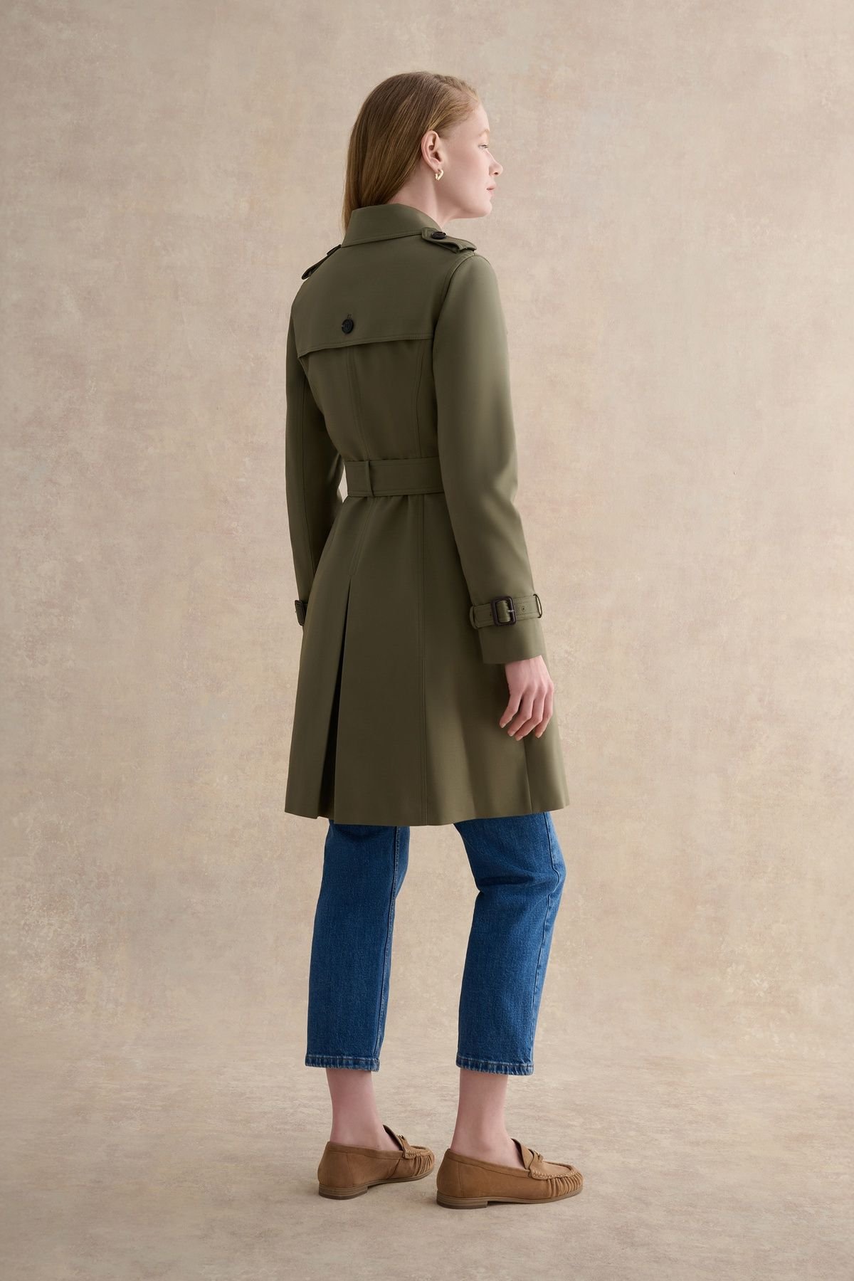 Hobbs London Hobbs London Women's Skylar Belted Trench Coat in Olive - 4