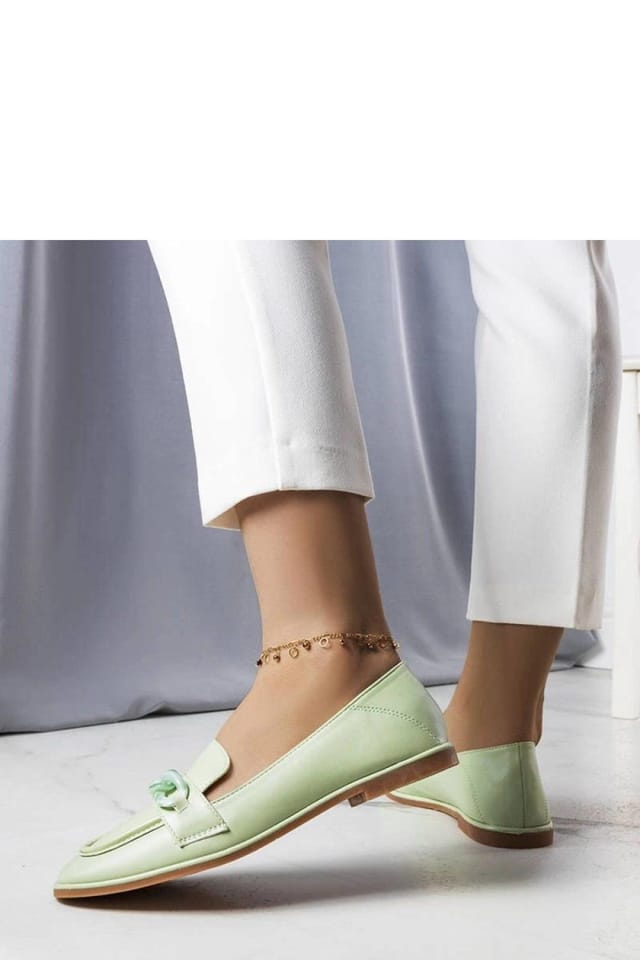 Love Lace Love Lace Women's Chain Decor Slip On Moccasins in Sleek Synthetic in Green - 2