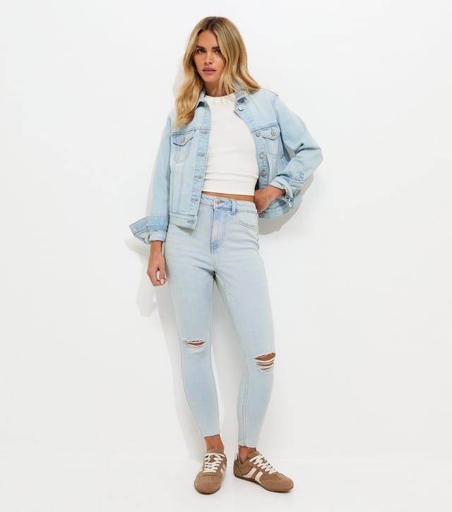 New Look Women's Petite Light Blue Ripped Skinny Jeans New Look - 2