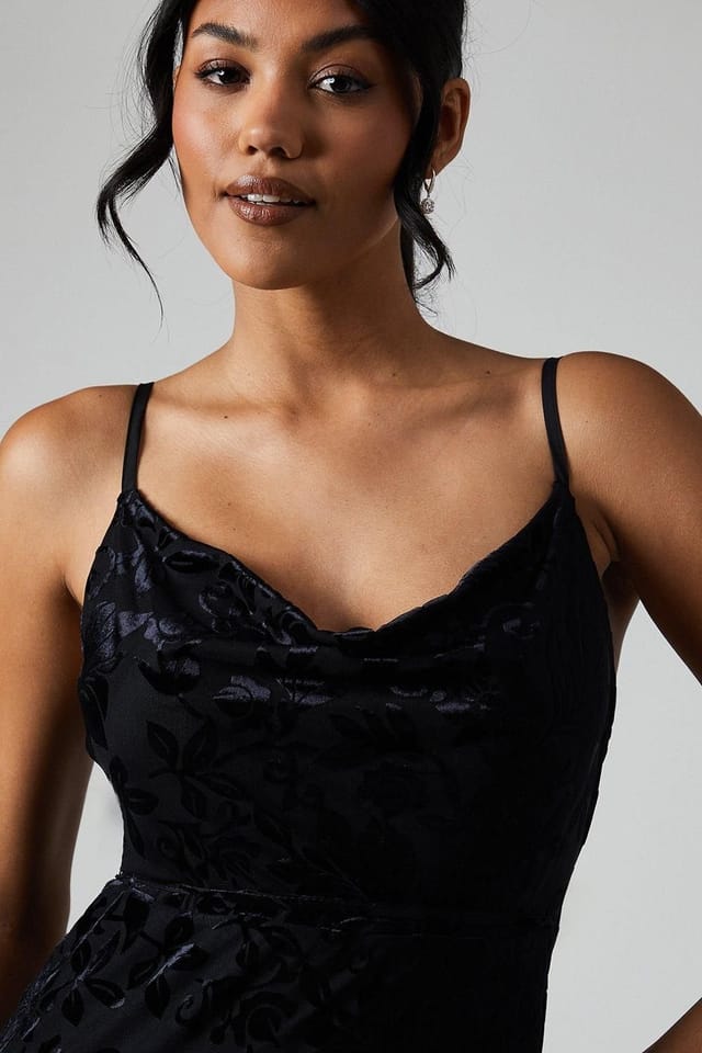 Debut London Debut London Women's By Coast Devore Cowl Neck Midi Dress in Black - 2