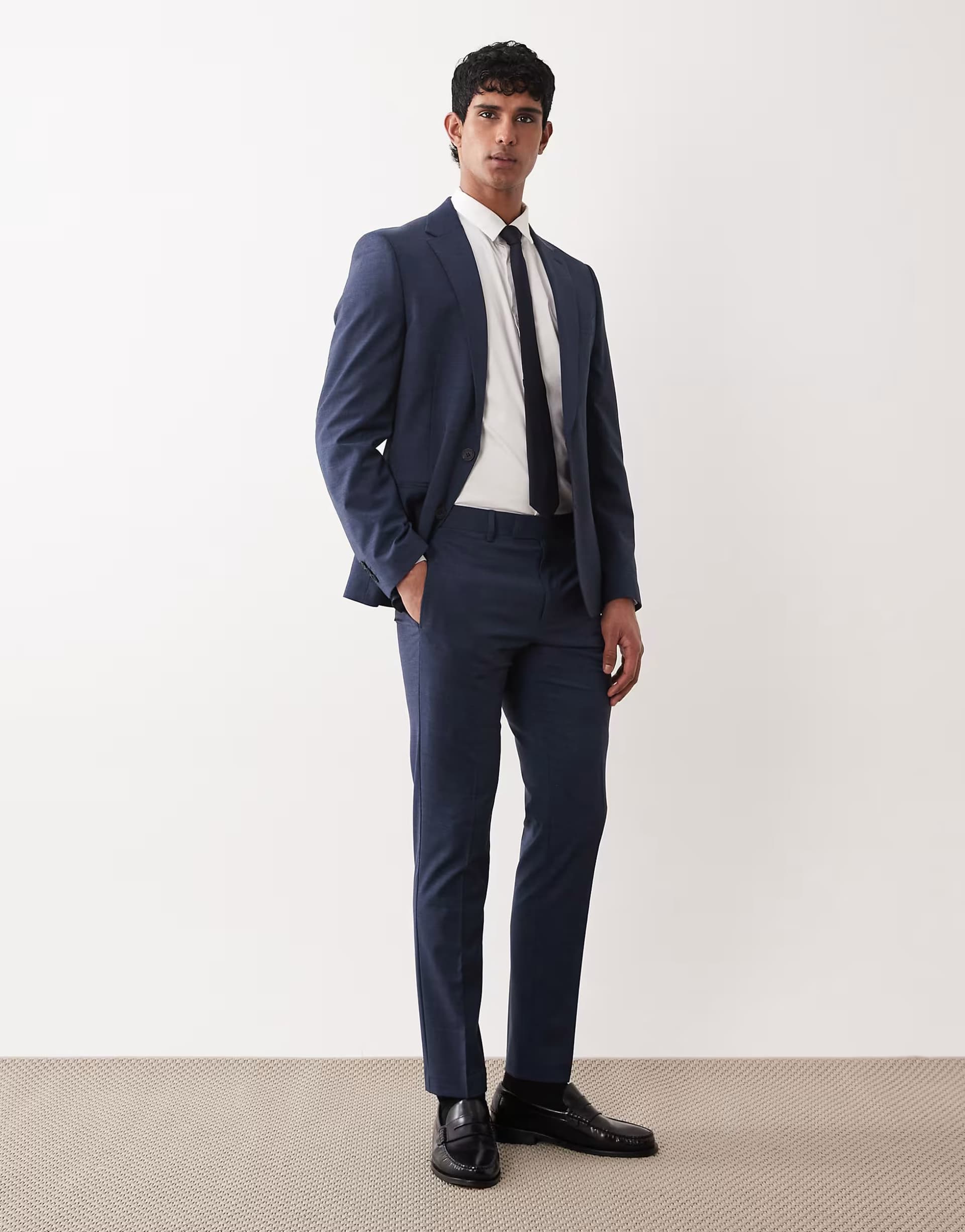 ASOS ASOS DESIGN skinny suit trousers with washable wool in navy