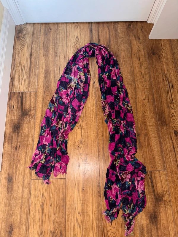ASOS ASOS Multicolour Crinkle Scarf | Purple & Pink Floral Patchwork | Multi‑Use - 1