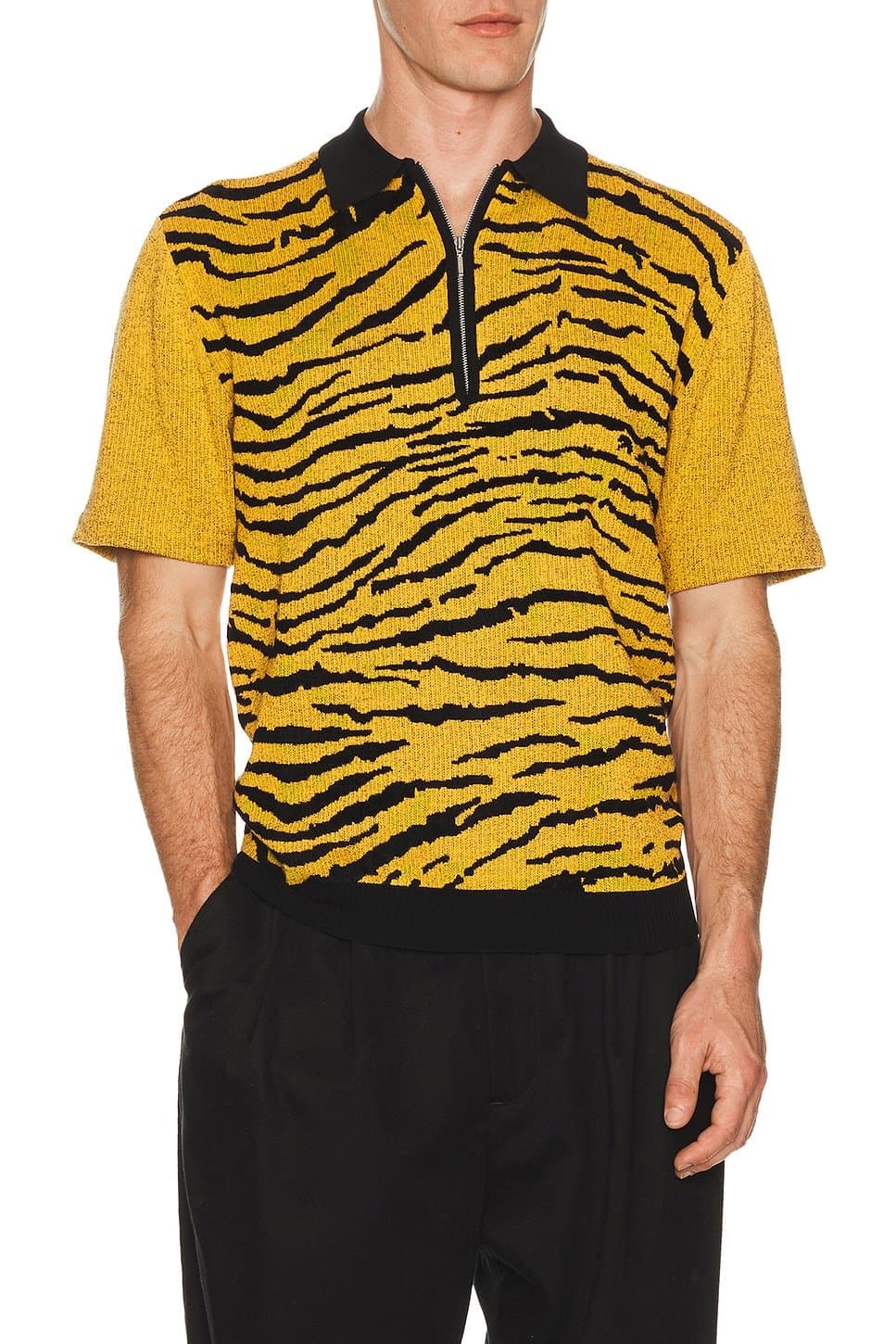revolve Half Zip Knit Polo Animal Jacquard