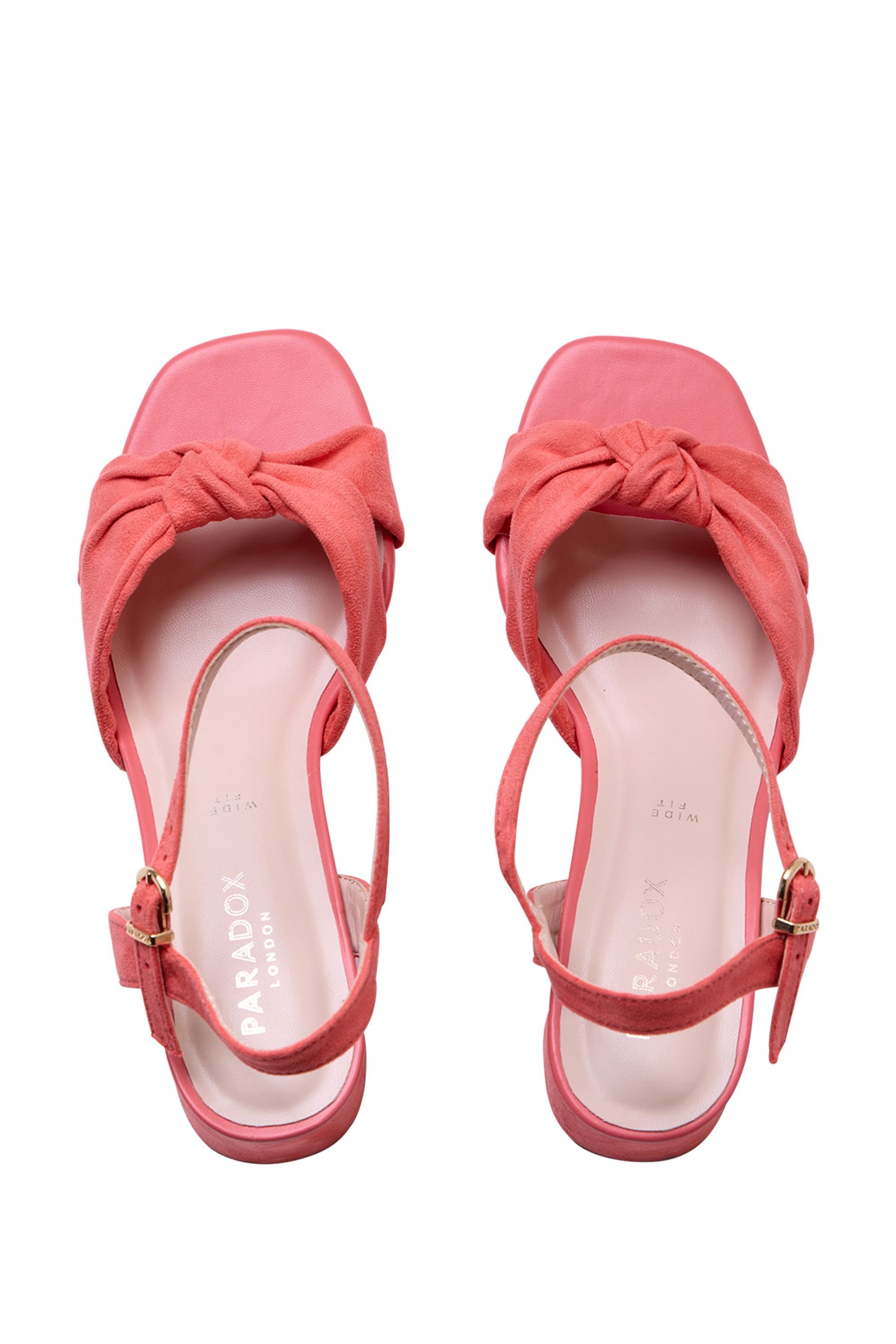 Paradox London Paradox London Women's 'Nalani' Wide Fit Block Heel Sandal in Coral - 3