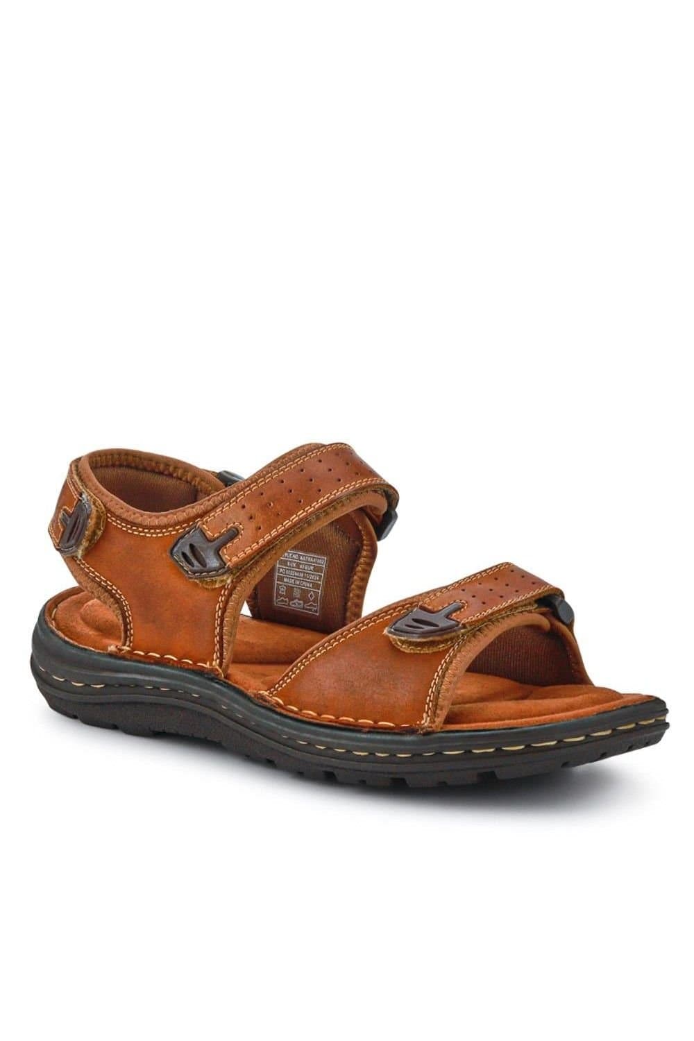 Pavers Pavers Men's Leather Adjustable Sandals in Tan