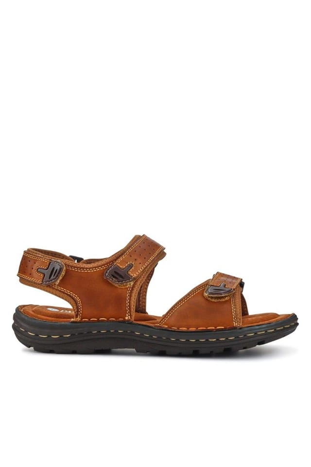 Pavers Pavers Men's Leather Adjustable Sandals in Tan - 2