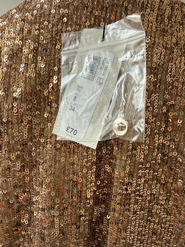 River Island River Island Gold Sequin Midi Dress – Size UK 8 – Brand New