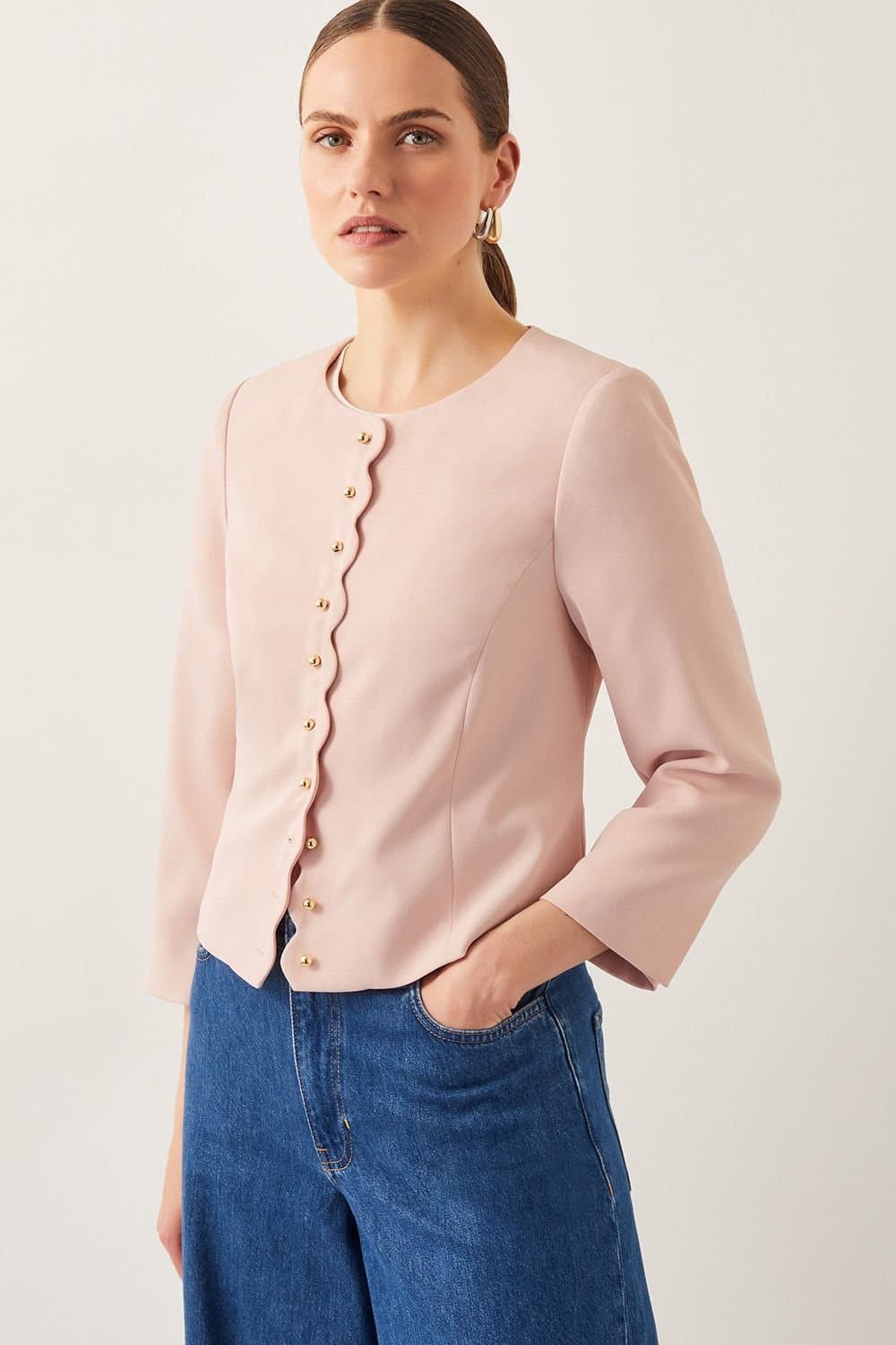 Monsoon Monsoon Women's Ruth Scallop Jacket Pink