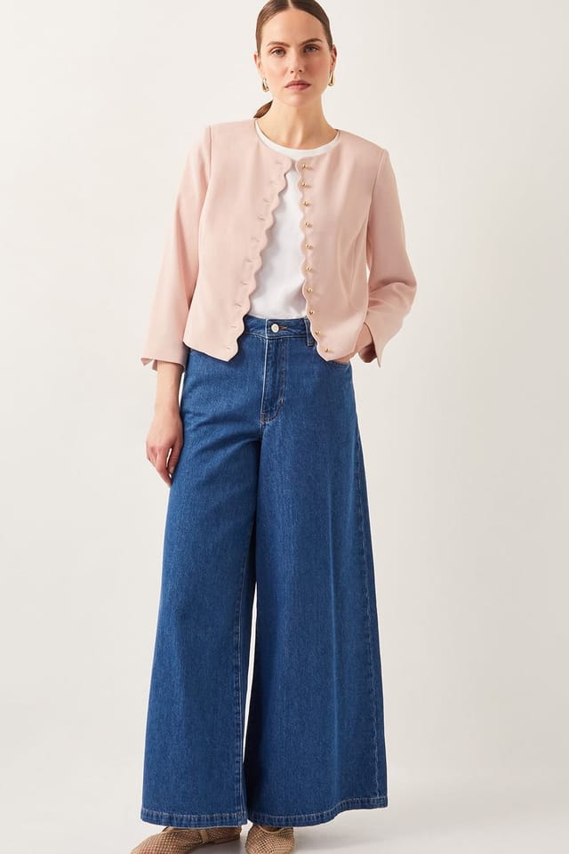 Monsoon Monsoon Women's Ruth Scallop Jacket Pink - 2