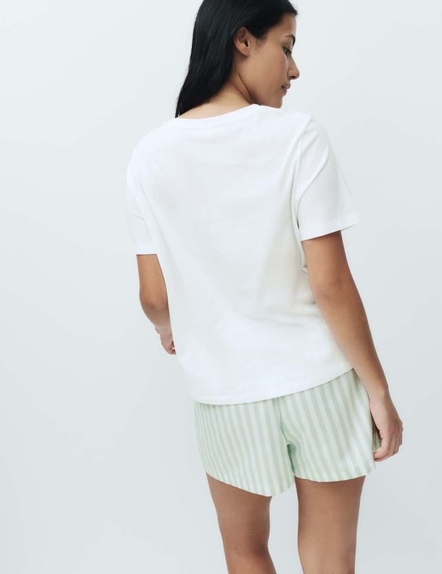 Marks & Spencer M&S Cotton Rich Printed Shortie Set Green Mix - 2