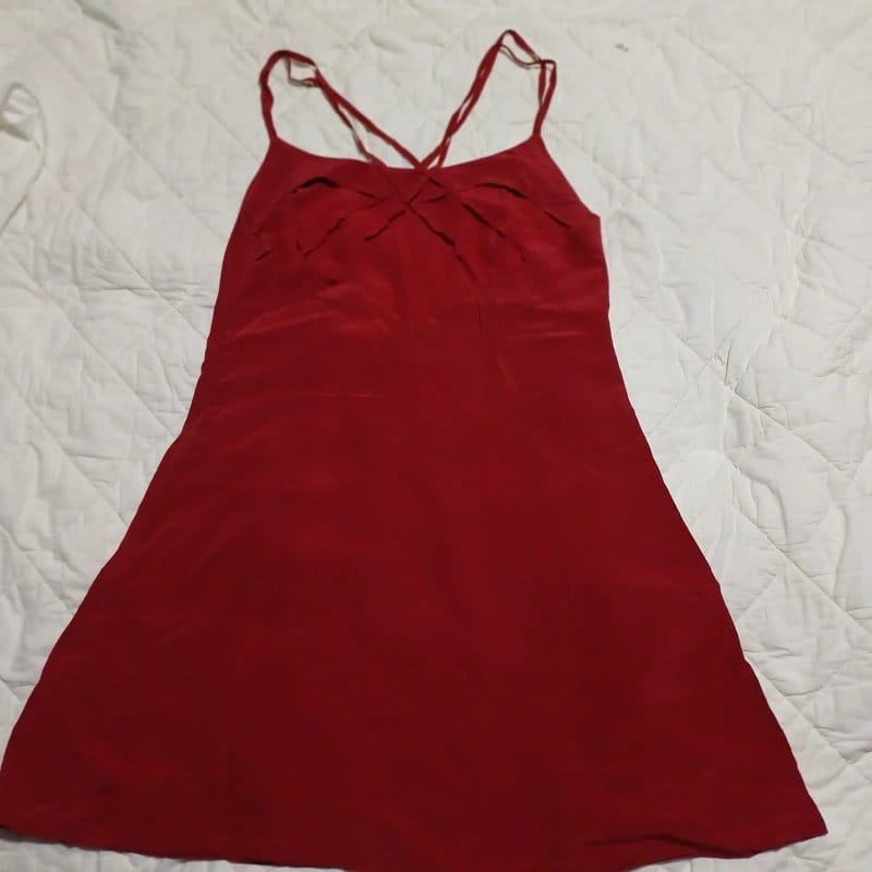 New Look Red Silk Halter Neckline Slip Dress