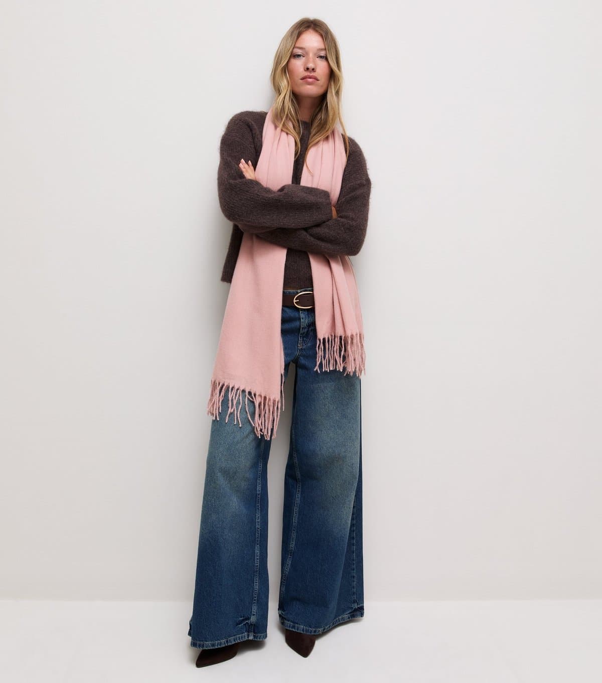 New Look Pink Classic Fringed Scarf New Look