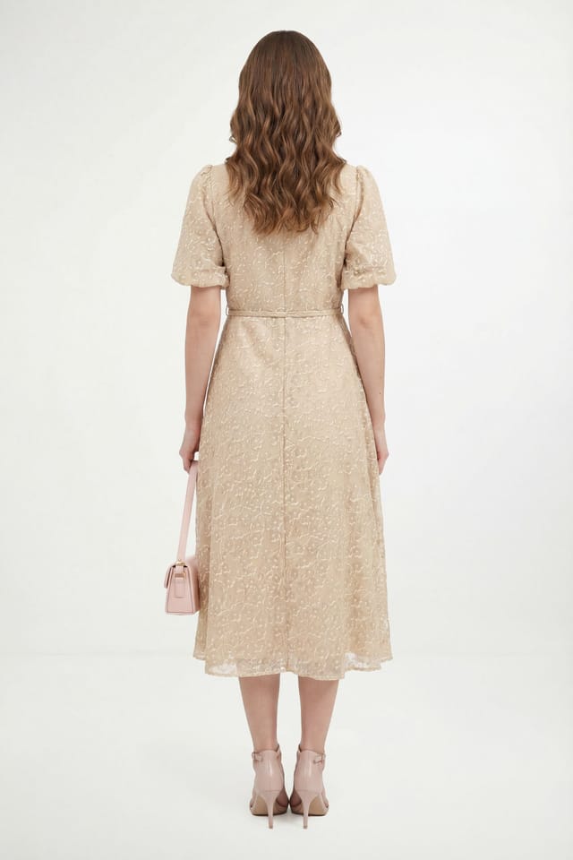 Wallis Wallis Women's Petite Burn Out Floral Organza Midi Dress in Cream - 3