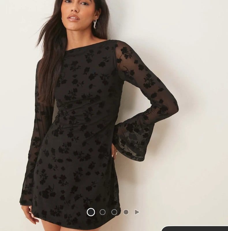 ASOS Black Floral Mesh Mini Dress