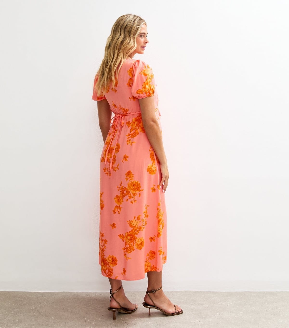 New Look Women's Maternity Pink Floral Print Milkmaid Ruffle Midi Dress New Look - 4