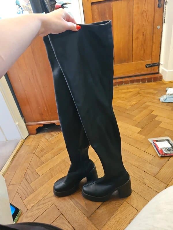ASOS Asos over the knees thigh high leather boots block heel