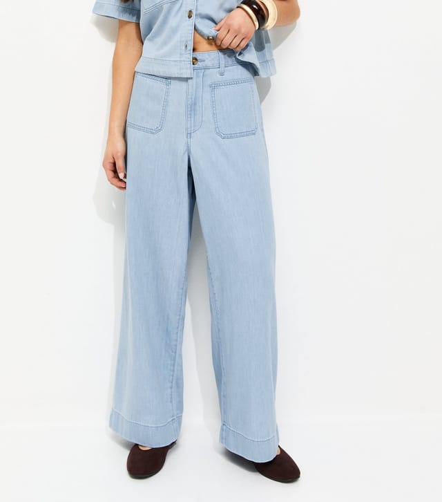 New Look Women's Petite Light Blue Patch Pocket Denim Trousers New Look - 2