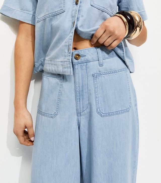 New Look Women's Petite Light Blue Patch Pocket Denim Trousers New Look - 3