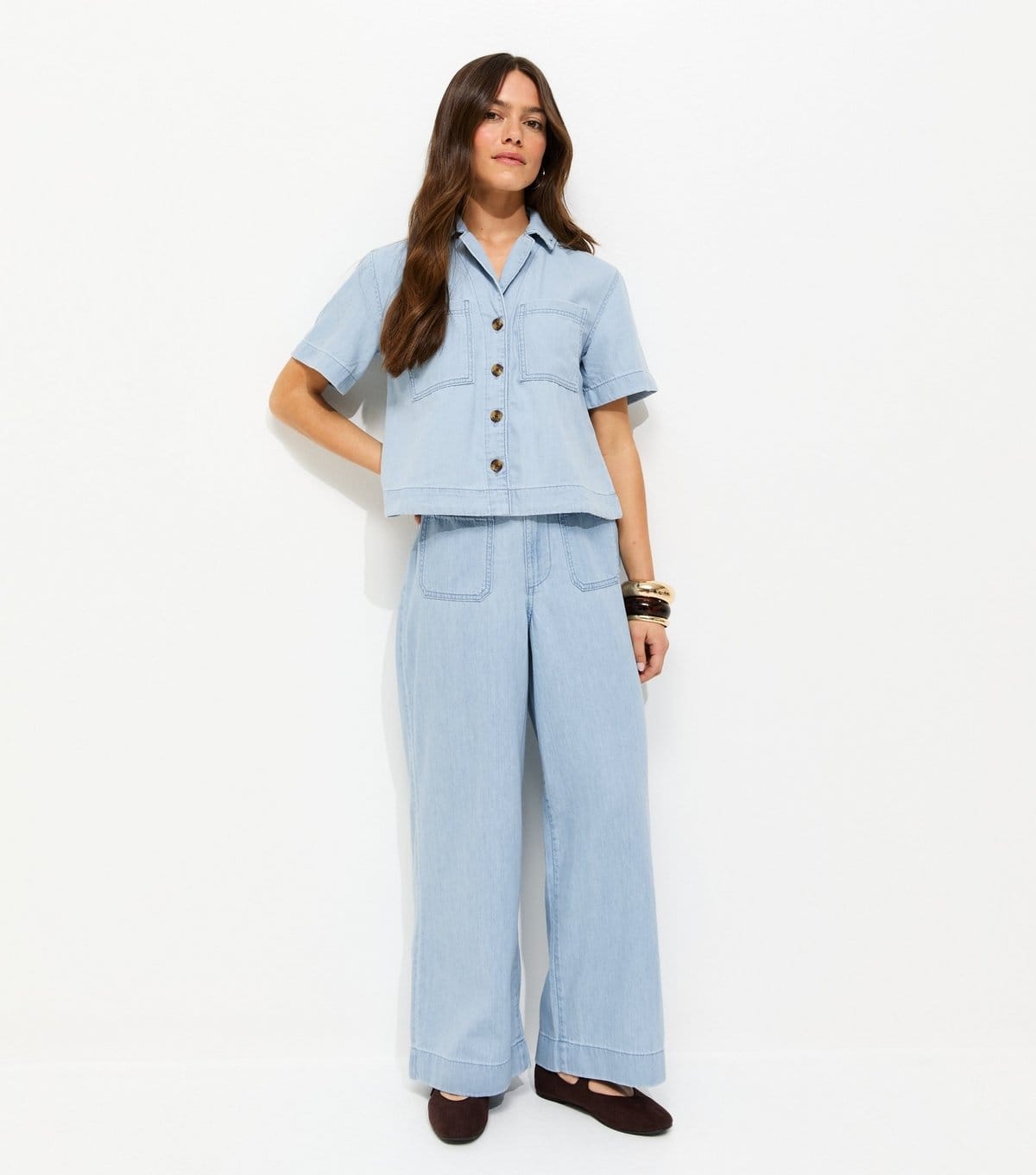 New Look Women's Petite Light Blue Patch Pocket Denim Trousers New Look - 4