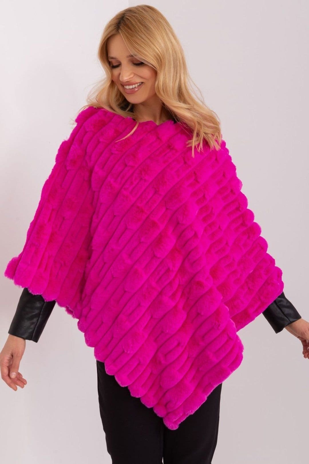 Love Lace Fuchsia Textured Poncho