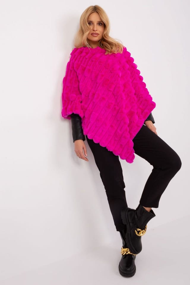 Love Lace Love Lace Women's Lined Casual Polyester Poncho with Textured Look in Fuchsia - 2