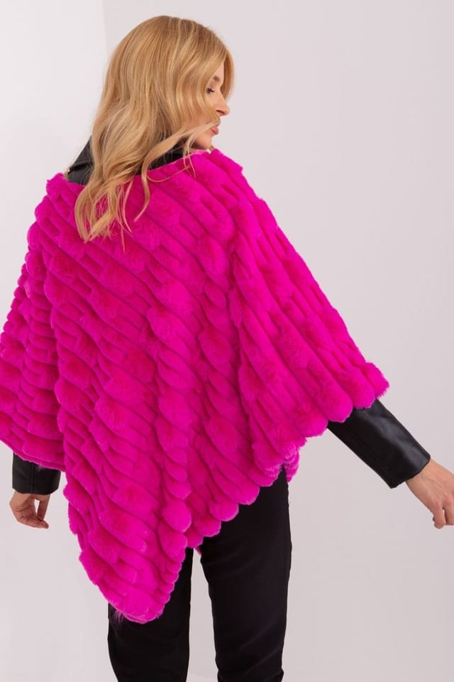 Love Lace Love Lace Women's Lined Casual Polyester Poncho with Textured Look in Fuchsia - 3