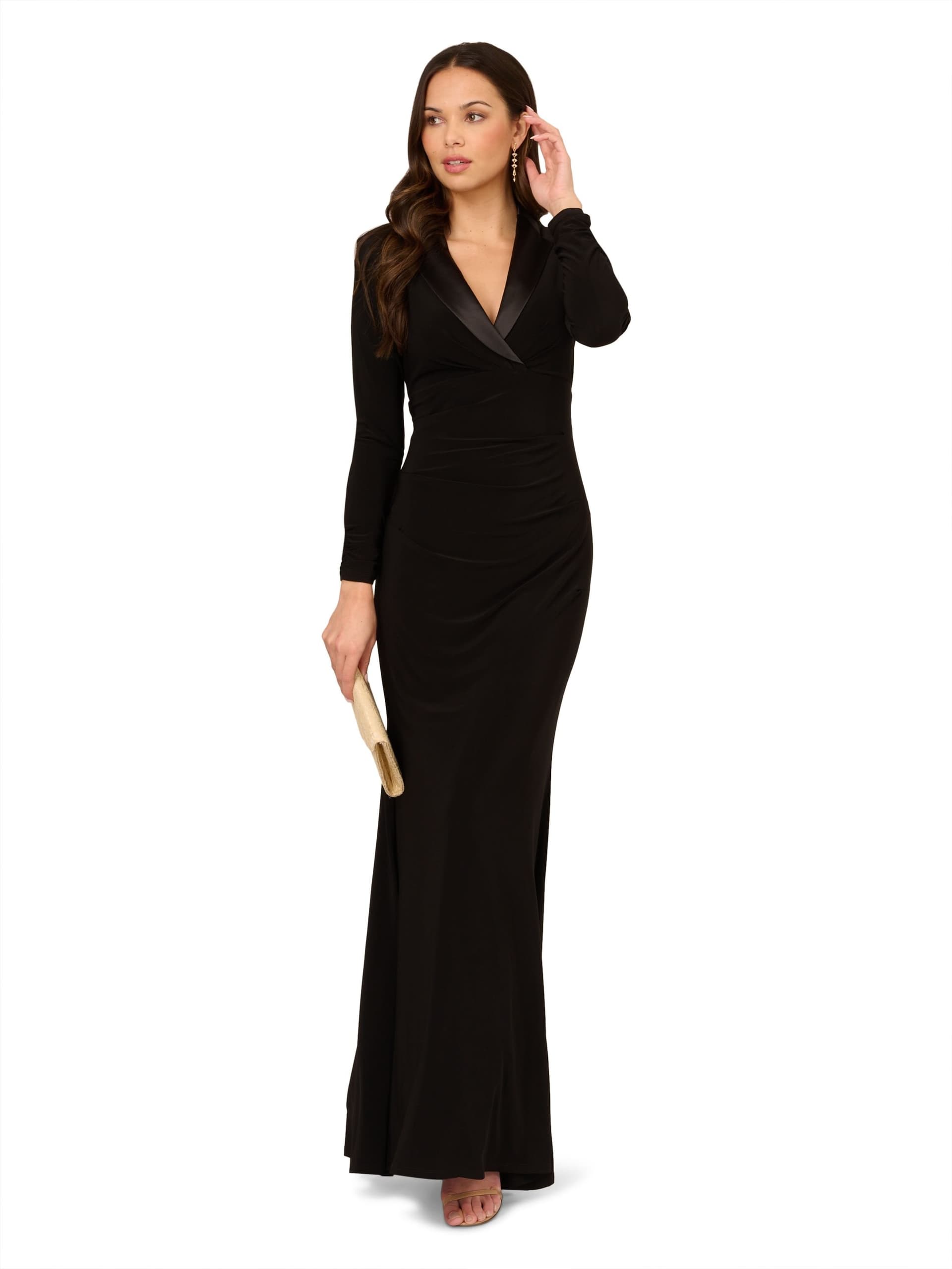 Adrianna Papell Adrianna Papell Women's Tuxedo Long Dress in Black