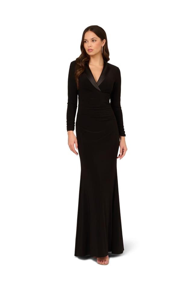 Adrianna Papell Adrianna Papell Women's Tuxedo Long Dress in Black - 2