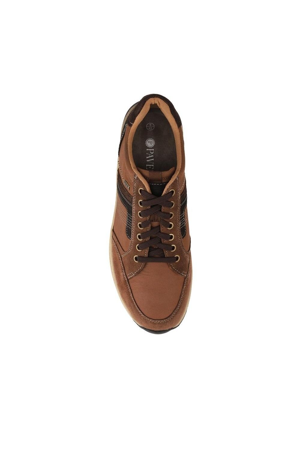 Pavers Pavers Men's Wide Fit Leather Casual Cushioning Trainers in Brown - 4