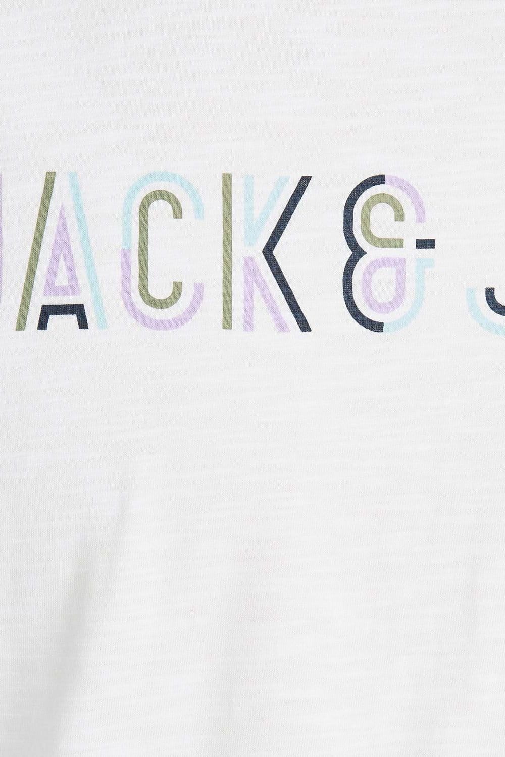 jack & jones Jack & Jones Men's White Cotton Logo T-Shirt Crew Neck Casual Tee, White - 4