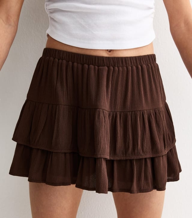 New Look Girls' Brown Crinkle Texture Rara Skort New Look - 3