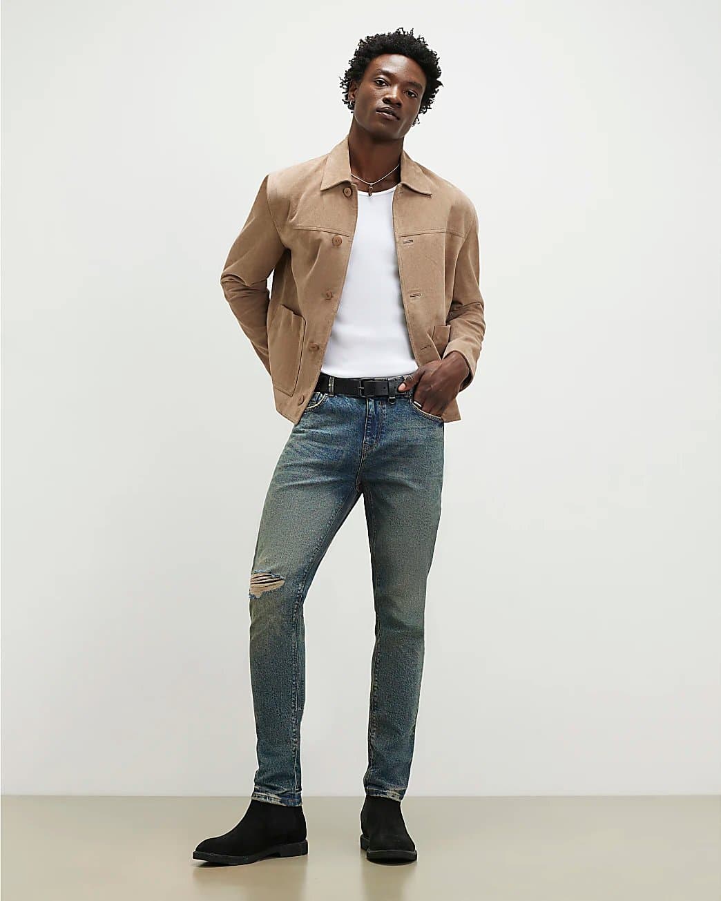 River Island Mens River Island Blue Skinny Fit Ripped Jeans
