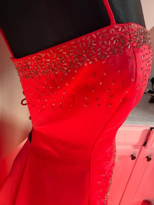 Morgan & Co. Morgan & Co y2k 90’s 00’s Vintage Red Beaded Maxi Long Prom Dress size 10/12 - 1