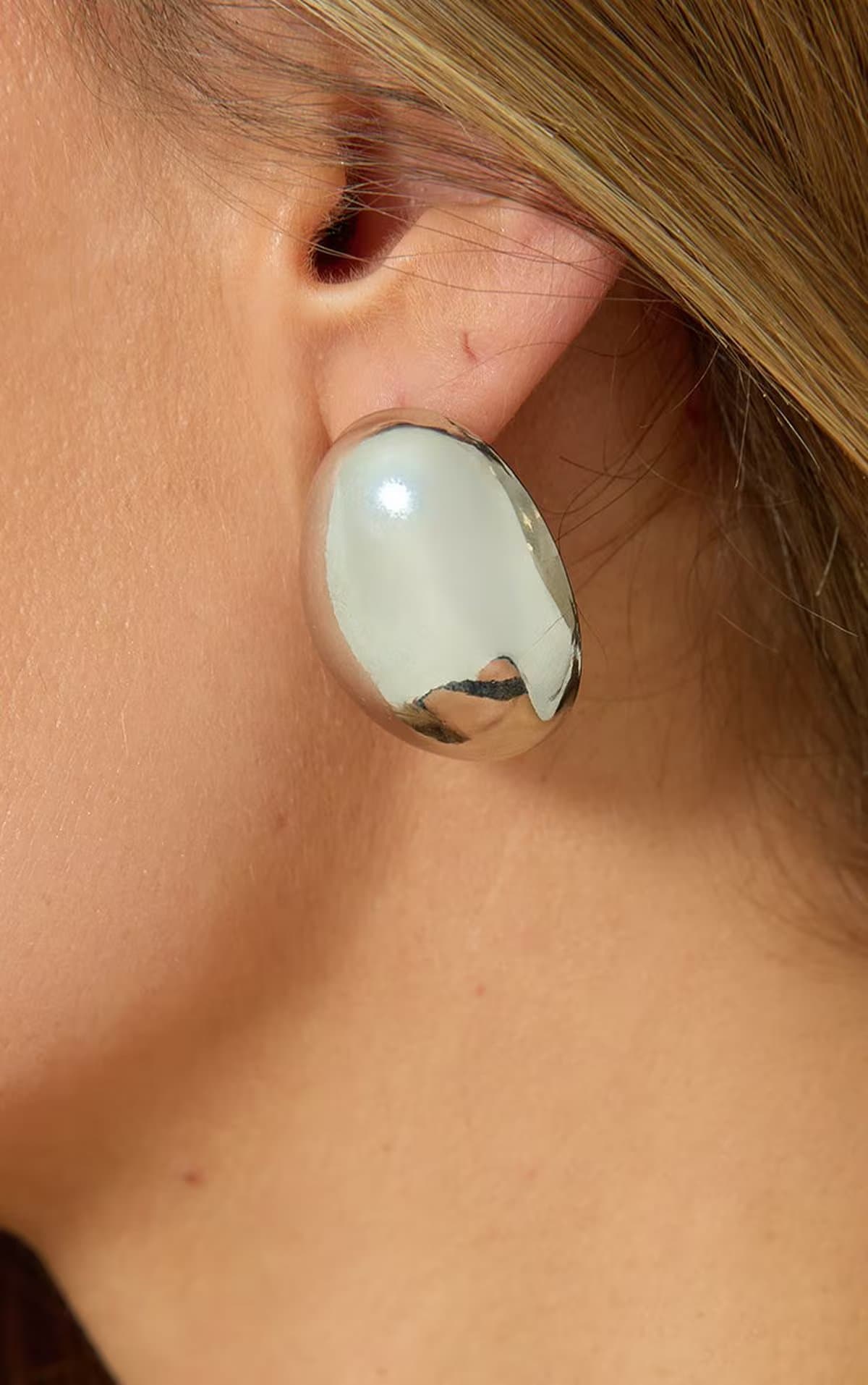 EGO Oval Shaped Drop Stud Earrings In Silver, Women's Size UK 0