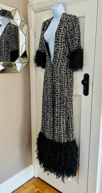ASOS Black & Silver Embellished Sequin Kimono Duster