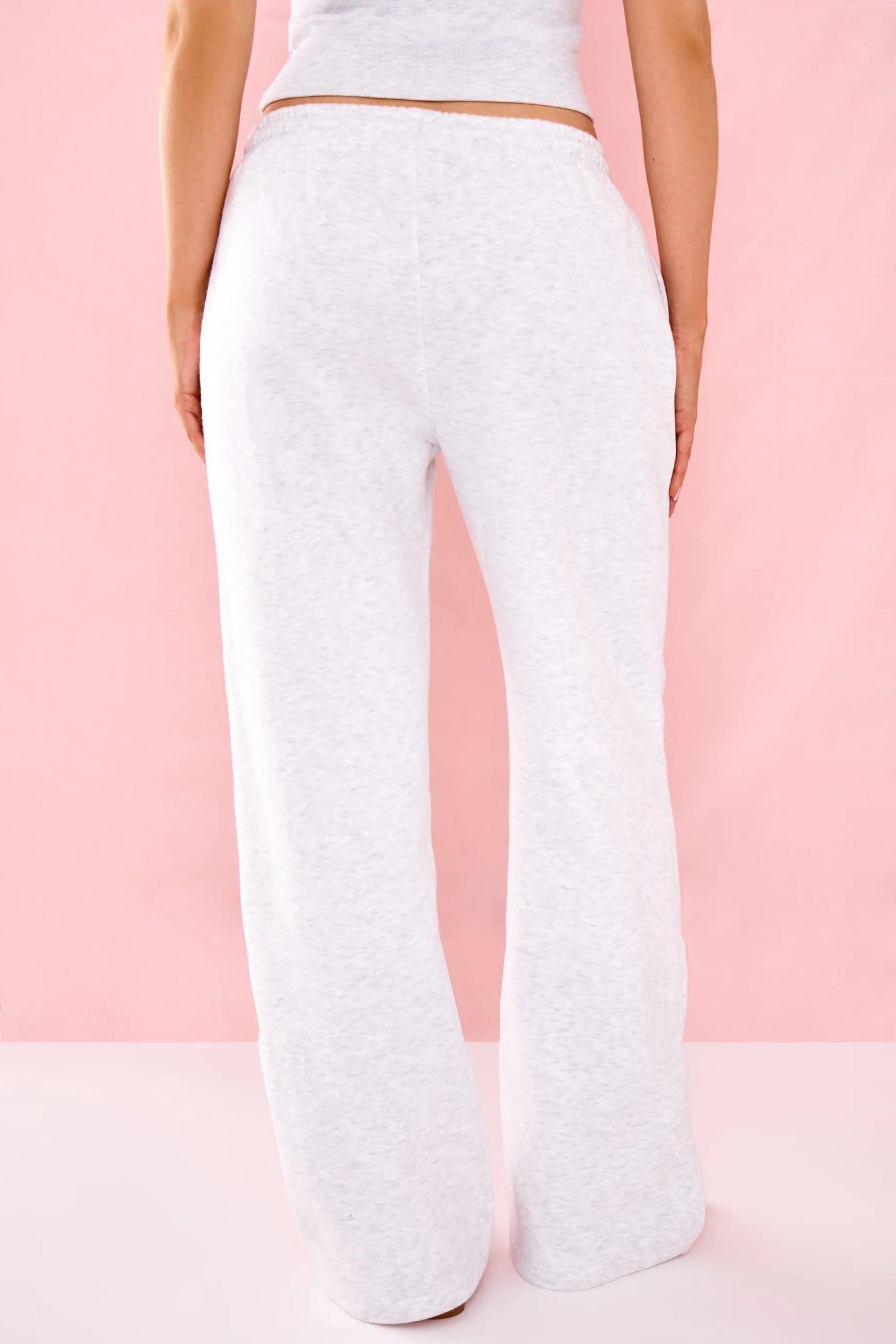 Kaiia Kaiia Bubble Graphic Wide Leg Joggers Light Grey Marl & Pink - 4