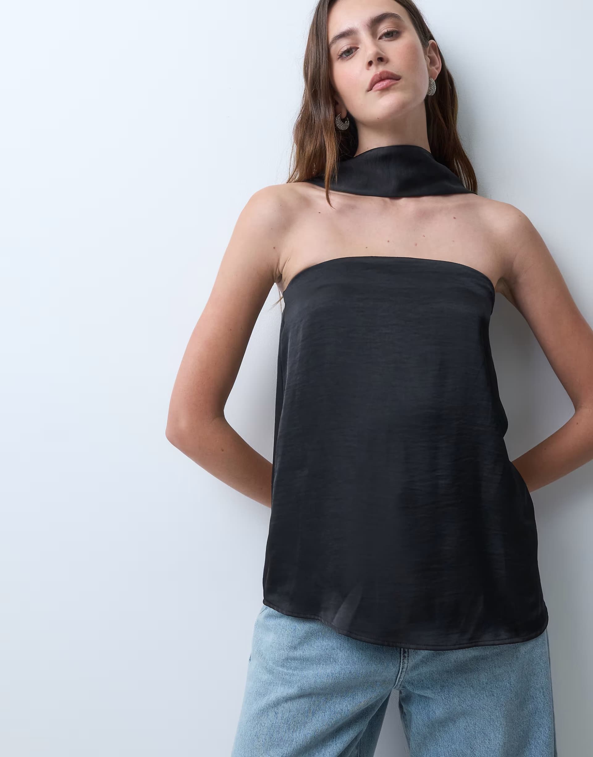ASOS Vero Moda scarf detail bandeau top in black