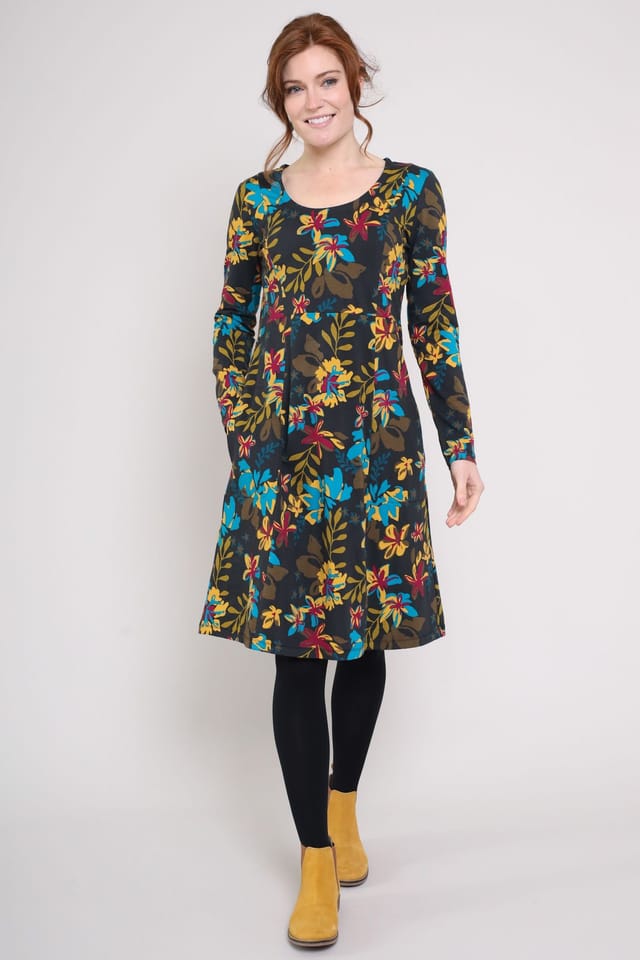 Nomads Clothing Nomads Clothing Women's Womens Cotton Fit & Flare Dress in Dark Grey - 2