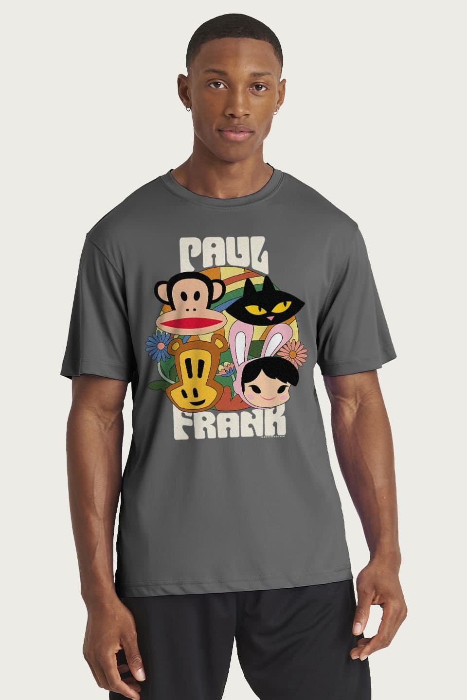 Paul Frank Paul Frank Men's Julius Mika Cat Clancy & Bunny T-Shirt in Charcoal