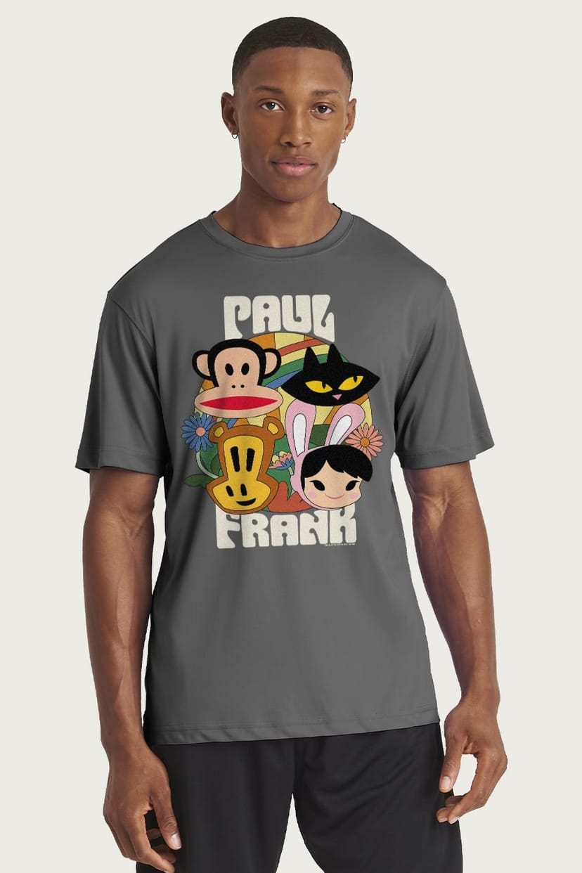 Paul Frank Paul Frank Men's Julius Mika Cat Clancy & Bunny T-Shirt in Charcoal - 1