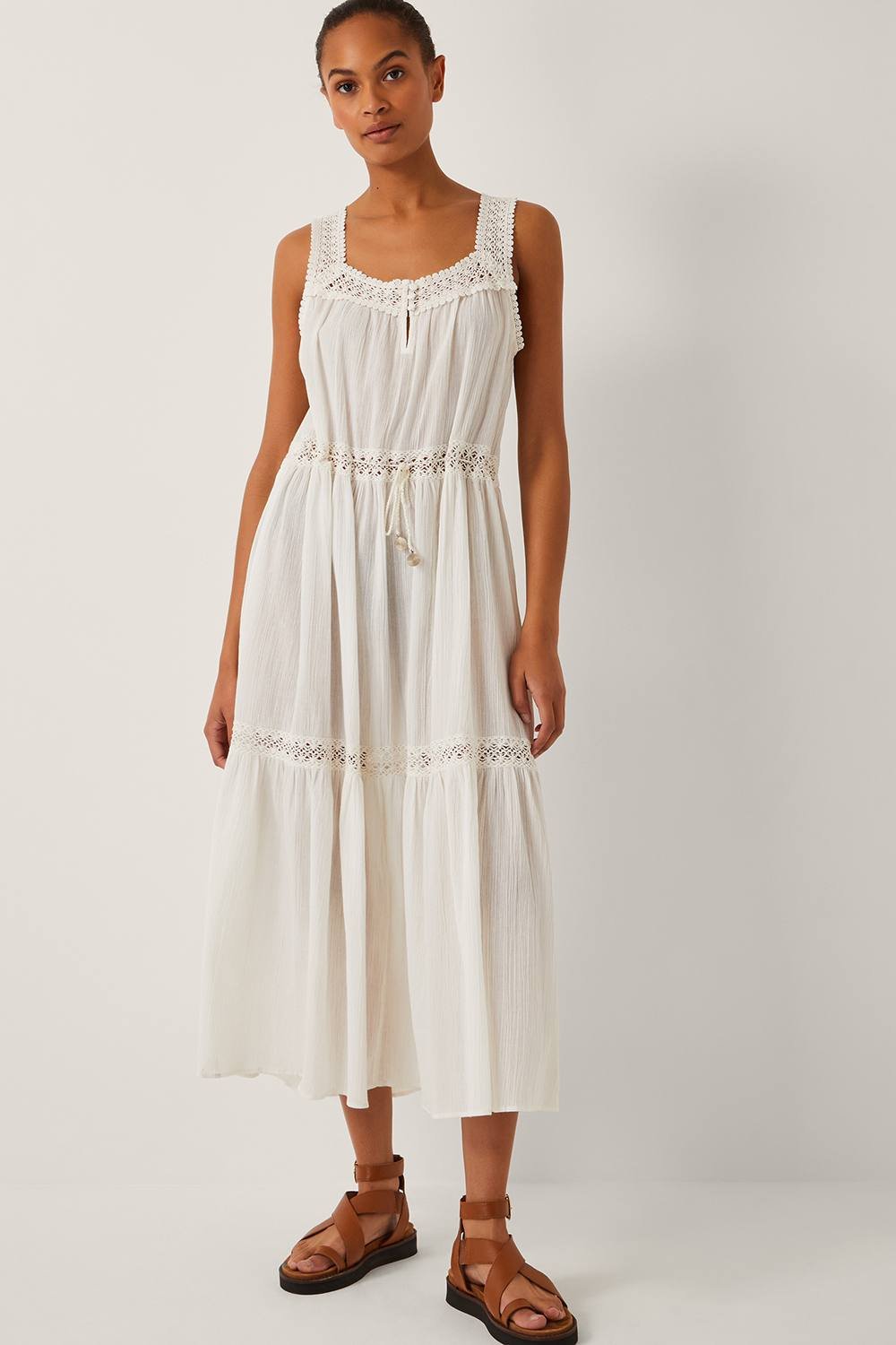 Monsoon Monsoon Women's Maddi Sleeveless Embroidered Midi Dress Cream - 2