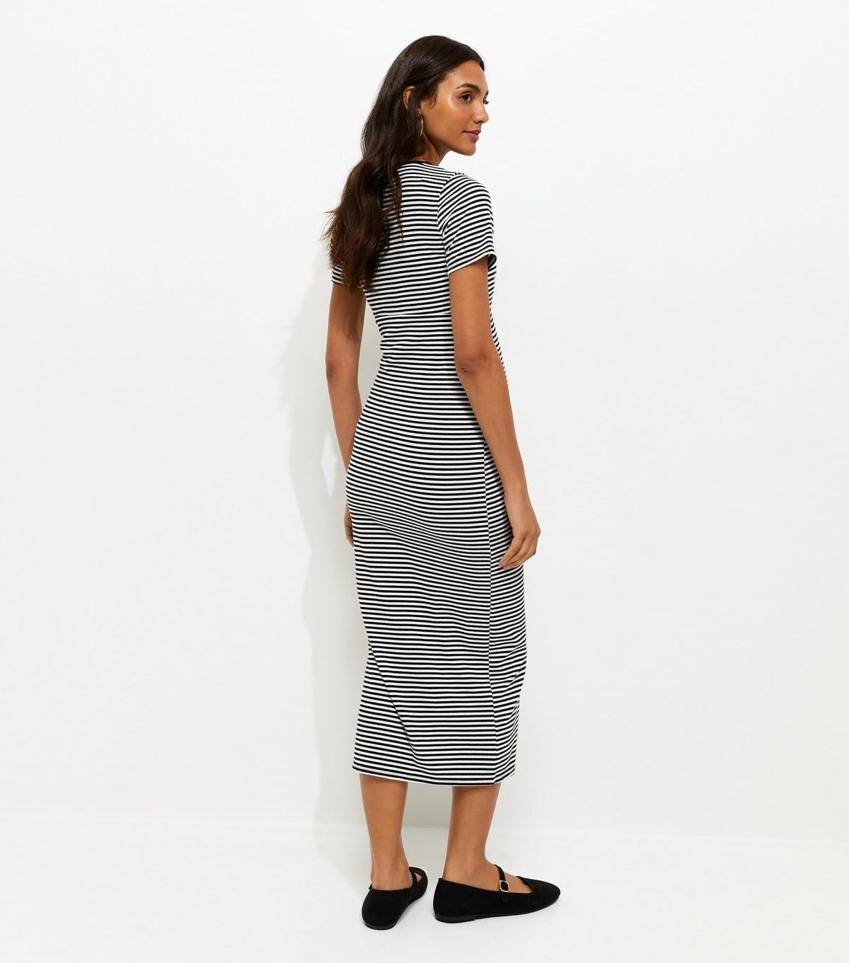 New Look Women's Maternity Black Striped Wrap Nursing Dress New Look - 4