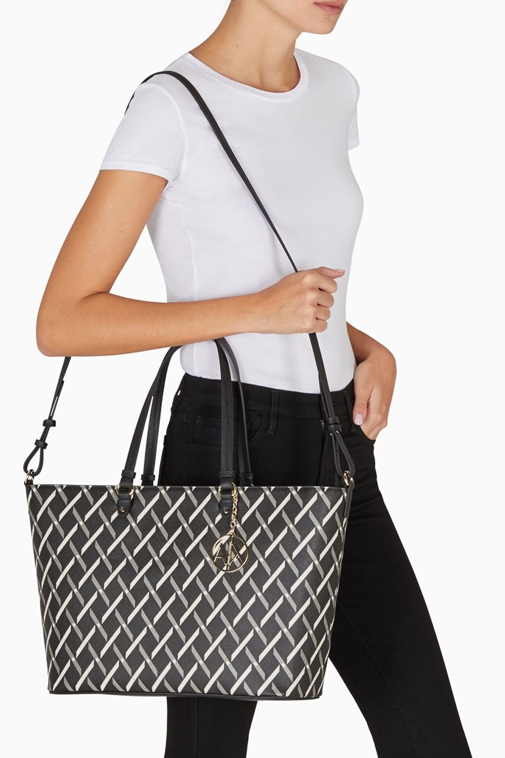 Armani Exchange Armani Exchange Women's Jane All Over Print Shopper Bag Black - 3