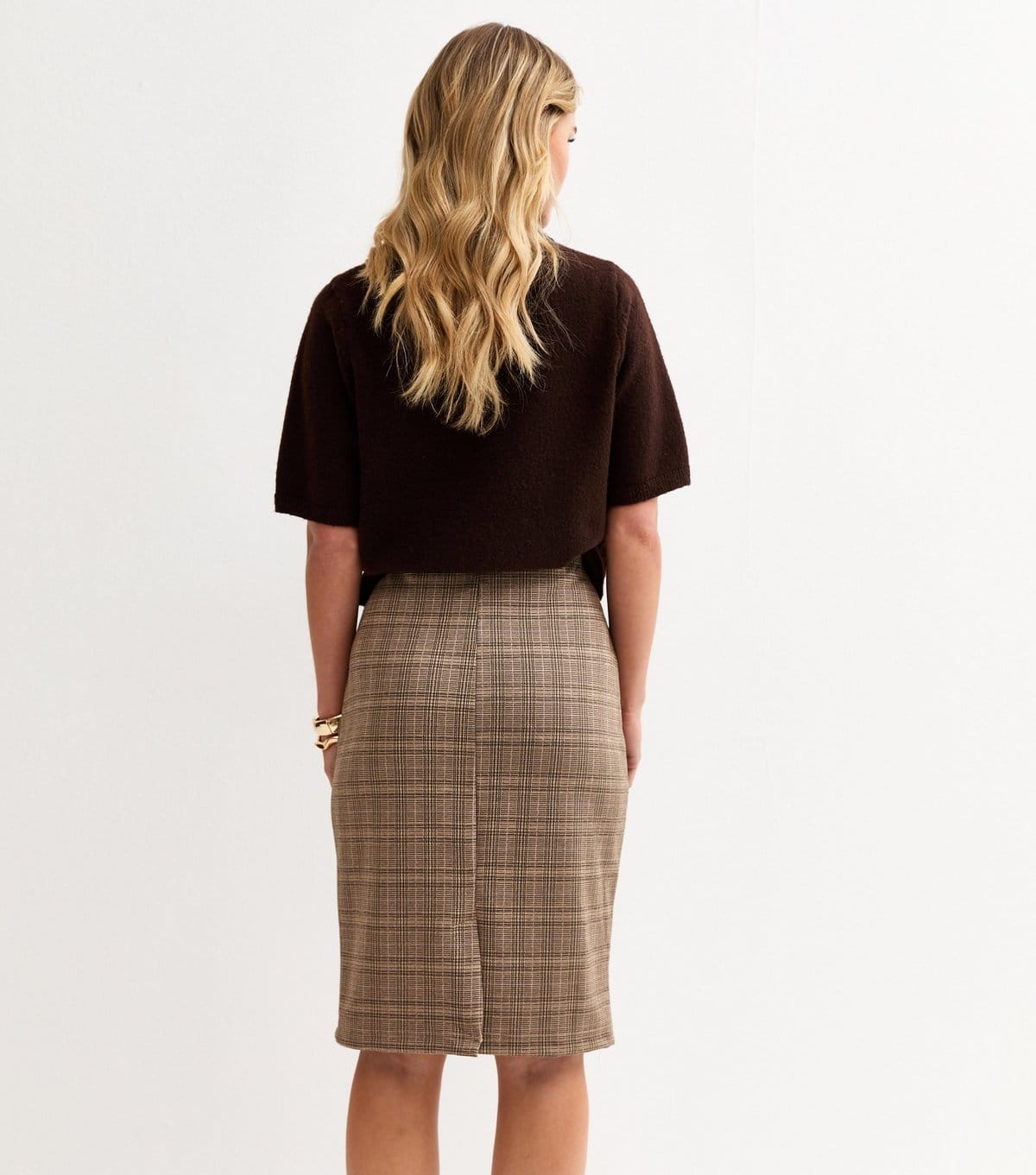 New Look Women's Petite Dark Grey Jacquard Checked Pencil Skirt New Look - 4