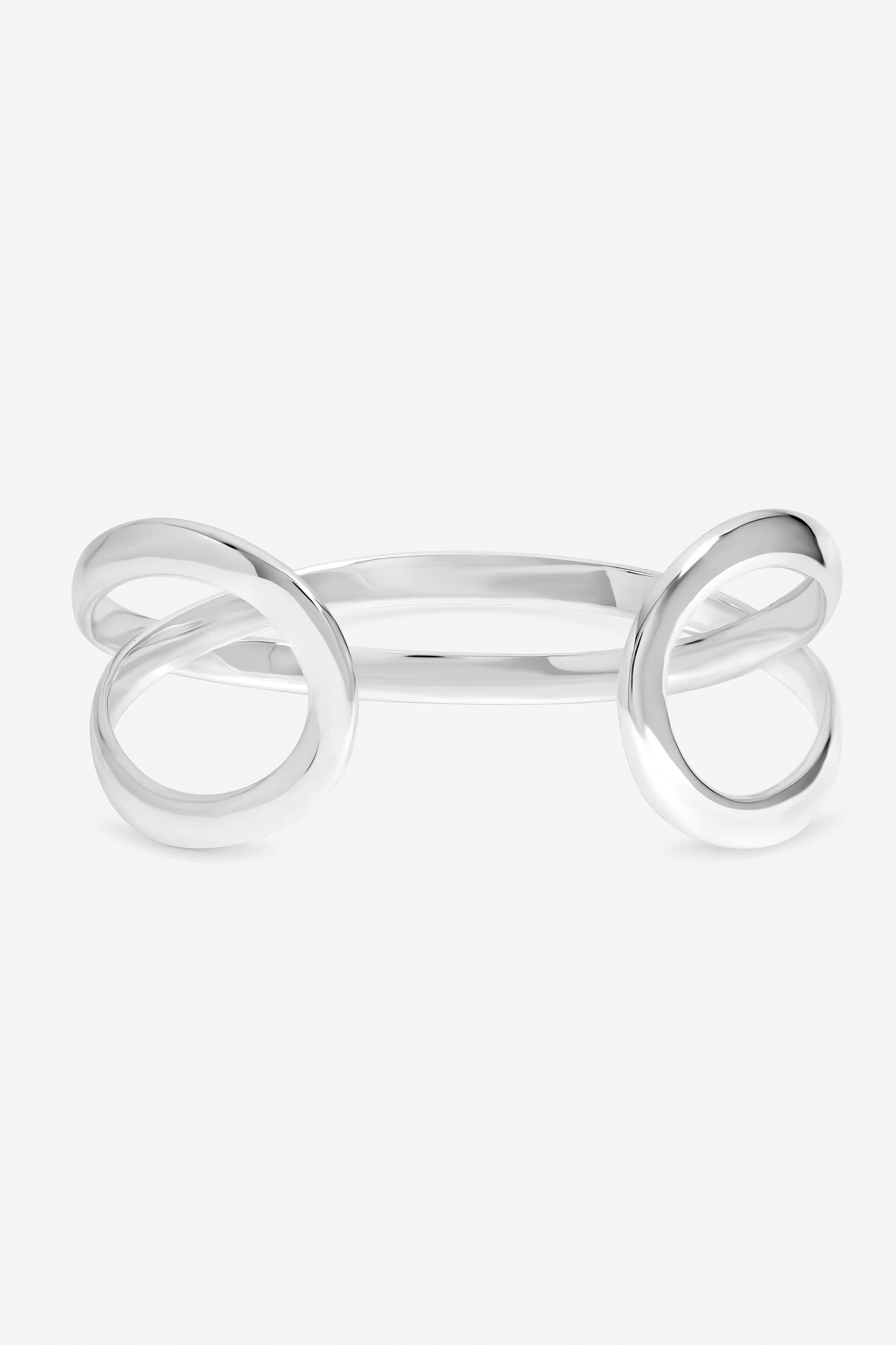 Inicio Inicio Silver Polished Crossover Bangle - Gift Pouch
